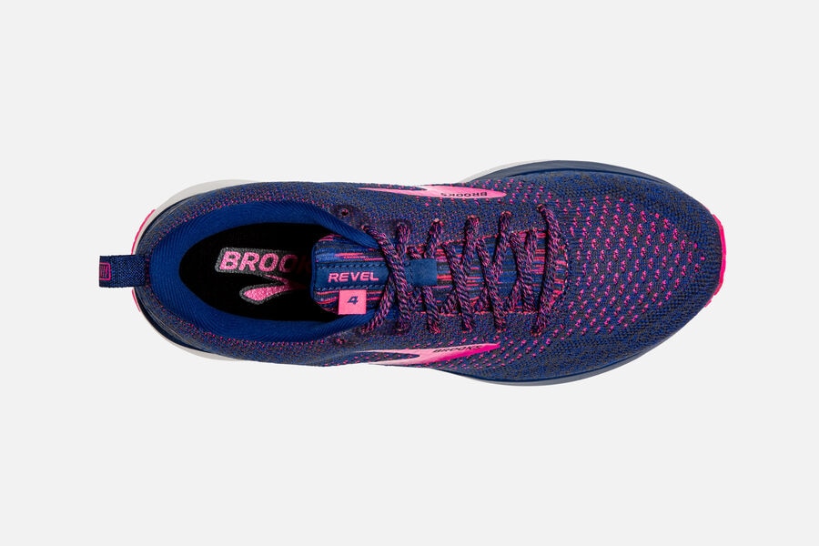 Brooks Running Shoes Womens Blue/Pink - Revel 4 Road - 0189-YXQSN